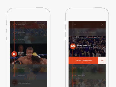 Fancred Bump Meter (timeline) app apple design flat ios7 mobile sharing social sports timeline ui ux