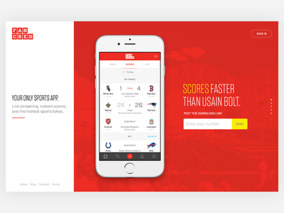 New Fancred App Landing Page design flat landing scores sports ui ux web