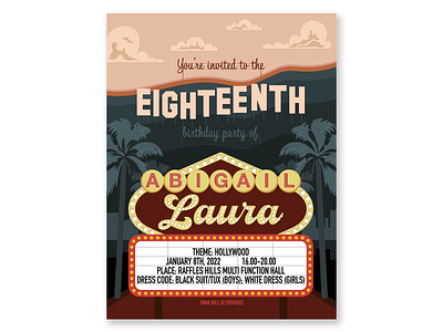 Laura's Birthday Party Invitation Card card design graphic design hollywood ill illustration illustrator