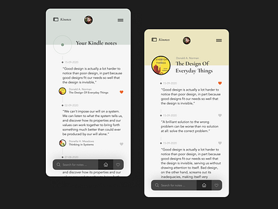 Kinotes - your kindle notes in one place book kindle mobile notebook notes quote
