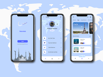 Travigo app design minimal typography ui ux