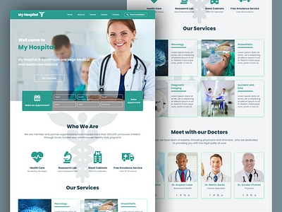 My Hospital Website Design branding design icon logo minimal typography ui ux web website