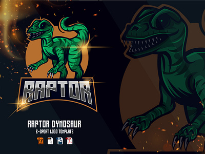 Raptor Dinosaur E-Sport Logo Template