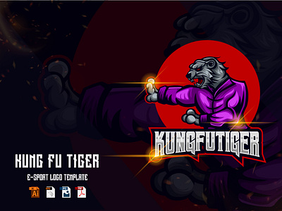 Tiger Kung Fu E-sport Logo Template