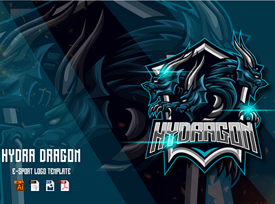 Hydra Dragon E-sport Logo Template animal design dragon esport game gaming graphic design hydra illustration logo mith sport vector