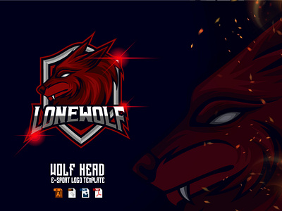 Wolf Head E-sport Logo Design Template