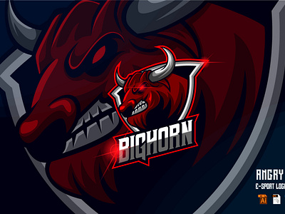 Bull Head E-sport Logo Design Template