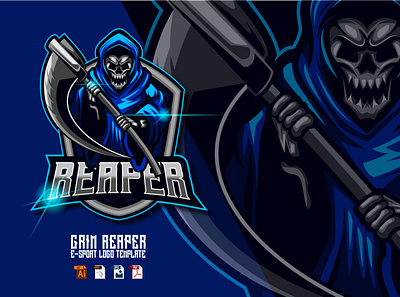 Reaper E-sport Logo Design Vector death design esport god graphic design grim illustration logo mascot reaper skull sport vector
