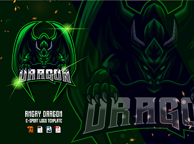 The Dragon E-sport Logo Design Template design dragon esport graphic design illustration logo mith snake sport vector