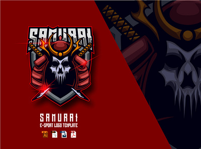 Samurai Skull E-sport Logo Design design esport graphic graphic design illustration logo sport vector