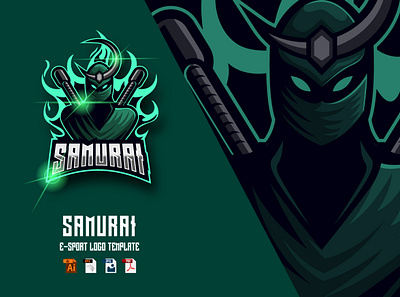 Ninja Samurai E-sport Logo Design design esport graphic graphic design logo mascot ninja samurai sport vector