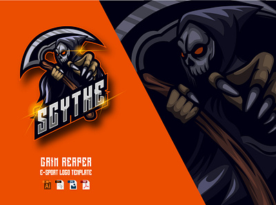 Reaper Skull E-sport Logo Design design emblem esport graphic design grim halloween illustration logo mascot reaper skull sport vector