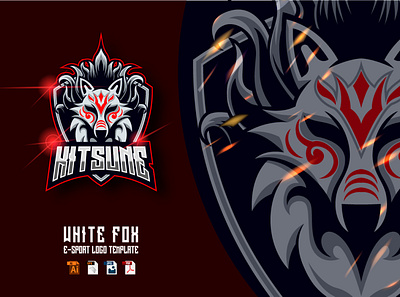 White Fox E-sport Logo Design Vector design esport fox graphic design japan kitsune logo mascot sport vector wolf