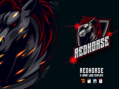 Red Horse E-sport Logo Vector design esport graphic design horse horses illustration logo mascot phoenix sport vector