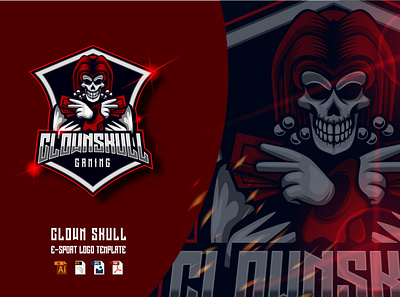 Clown Skull E-sport Logo Design Template card clown design esport gamble game gaming graphic design illustration joker logo mascot skull sport vector