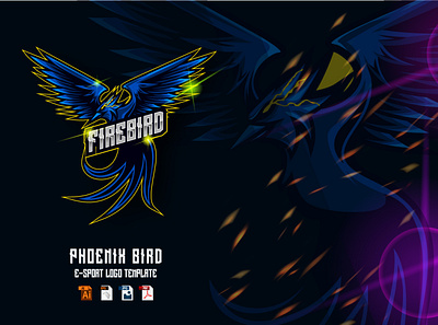 Phoenix E-sport Logo Design Template animal bird design eagle esport falcon game gamer gaming graphic design illustration logo mascot phoenix sport vector