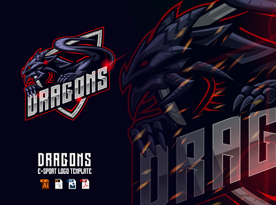 Dragon E-sport Logo Design Template animal design dragon esport game gamer gaming graphic design hydra illustration logo mascot myth sport vector