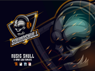 Sound Skull E-sport Logo Design Template