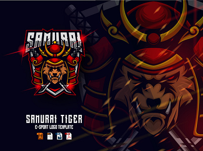 Tiger Samurai E-sport Logo Design animal design esport game gamer gaming graphic design illustration japan lion logo mascot samurai sport tiger vector