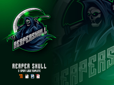 Reaper Skull E-sport Logo Design design esport game gaming god graphic design grim icon illustration logo mascot reaper skull sport vector