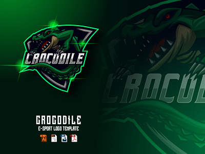 Crocodile E-sport Logo Design Template