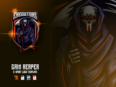 Grim Reaper E-sport Skull Logo Design