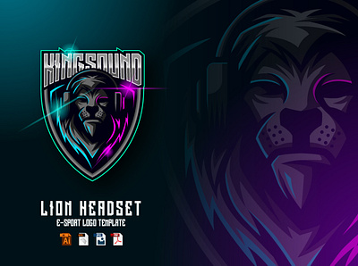 Lion Headset E-sport Logo Design animal design esport game gaming graphic design headset illustration king lion logo mascot sport tiger vector