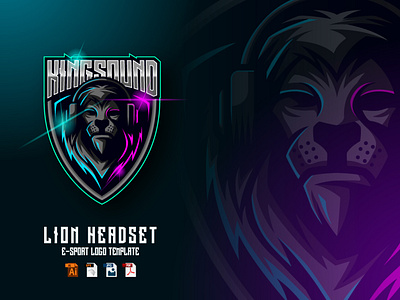 Lion Headset E-sport Logo Design