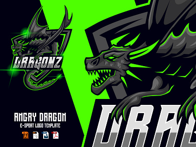 Angry Dragon E-Sport Logo Design animal design dragon esport game gamer gaming graphic design hydra illustration logo myth sport vector