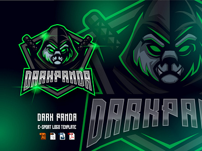 Dark Panda E-Sport logo design template