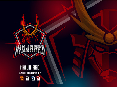 Ninja Red E-Sport logo design template bushido design esport game gaming graphic graphic design logo mascot ninja samurai sport template vector