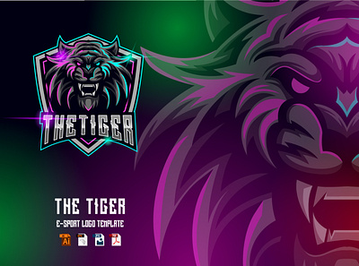 Tiger Head E-Sport logo design template cat design esport game gaming graphic graphic design illustration lion logo sport template tiger vector