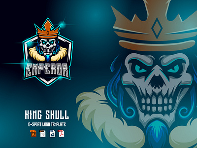 Emperor Skull Game E-Sport logo design template