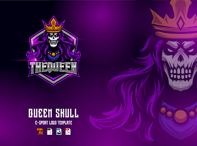 Queen Skull Game E-Sport logo design template design esport graphic graphic design illustration logo queen skull sport template vector