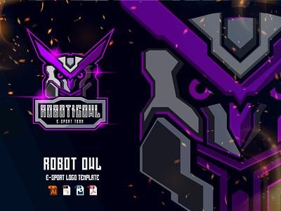 Robot Owl E-sport logo design template