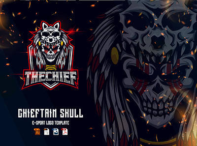 Indian Wolf Skull E-Sport Game Logo Sport design esport graphic graphic design icon illustration logo mascot sport symbol vector