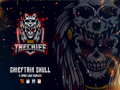 Indian Wolf Skull E-Sport Game Logo Sport