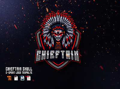 Indian Skull E-Sport Logo Design Vector chief chieftain design esport graphic design illustration logo skull sport vector