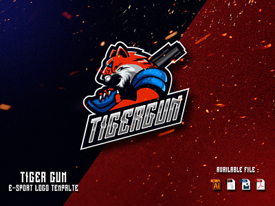 Tiger Gun E-Sport Logo Design Template