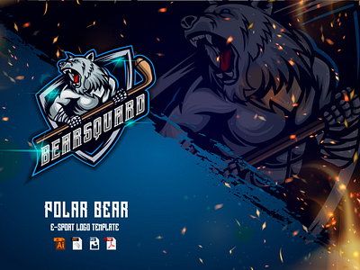 Bear Hockey E-sport Logo Design Template