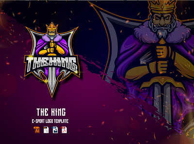 The King E-sport logo design template conqueror design e sport esport game graphic design king knight logo man sport template vector