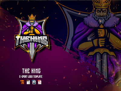 The King E-sport logo design template