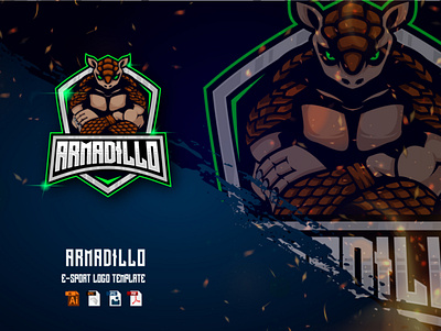 Armadillo E-Sport logo design template animal armadillo clan design e sport esport game gaming graphic graphic design logo mascot player sport streamer team template vector