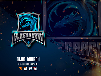 Blue Dragon  E-sport logo design template