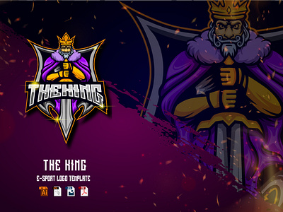 The King E-sport logo design template