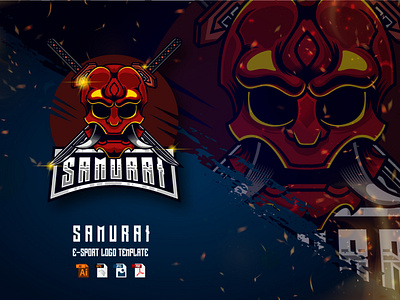 Samurai E-Sport Logo Design Template