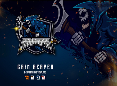 Reaper Skull Angry E-Sport Logo Design design esport game gaming graphic design grim grimreaper illustration logo mascot reaper skull sport vector