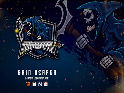 Reaper Skull Angry E-Sport Logo Design