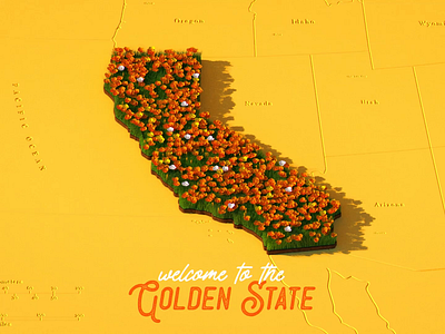 Welcome to the Golden State 2d animation 3d after effects animation c4d cinema 4d illustration motion design motion graphics photoshop