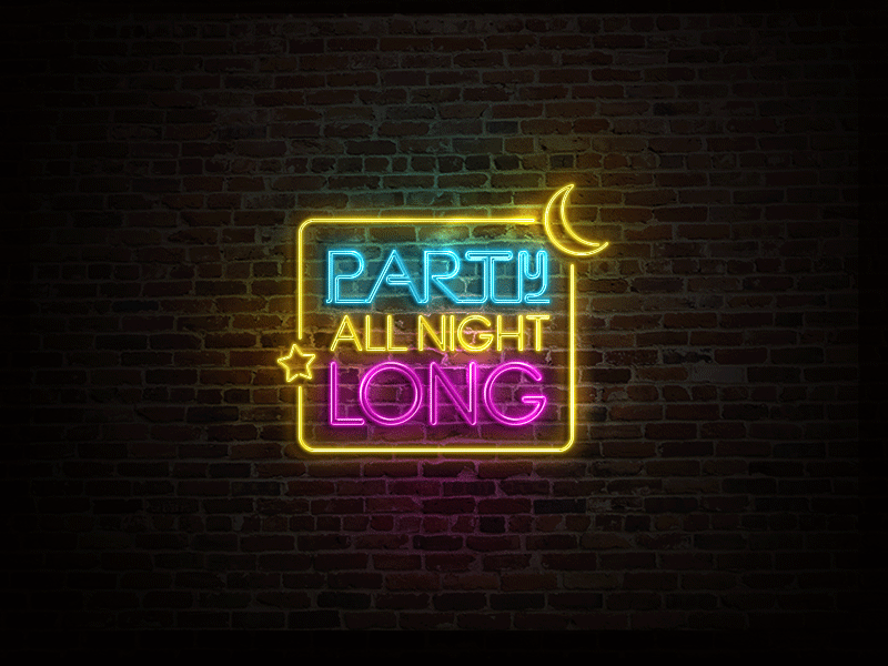 Party neon sign design gif neon party sign typography